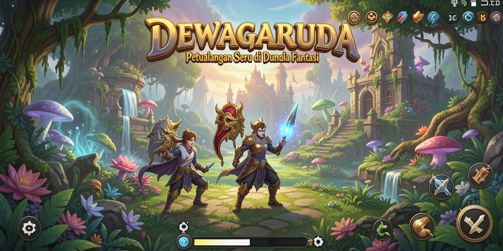 Tampilan gameplay seru dalam DEWAGARUDA yang menunjukkan petualangan menantang.