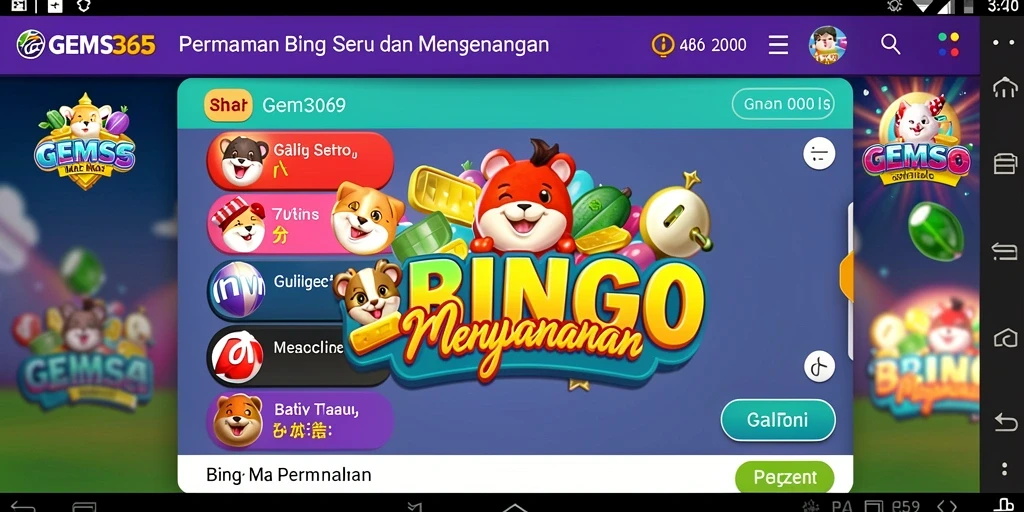 Tampilan gameplay menarik dari GEMS365 yang menampilkan Bingo seru.