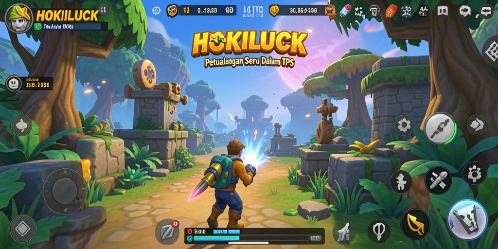 Screenshot HOKILUCK menampilkan aksi mendebarkan dalam gameplay TPS.