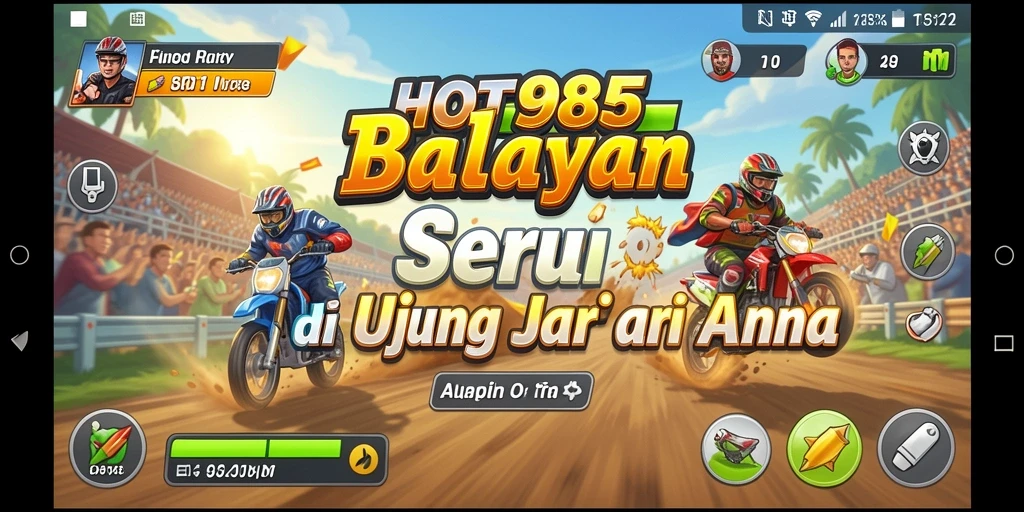 Screenshot HOT985 menampilkan aksi balap yang intens dan menarik.
