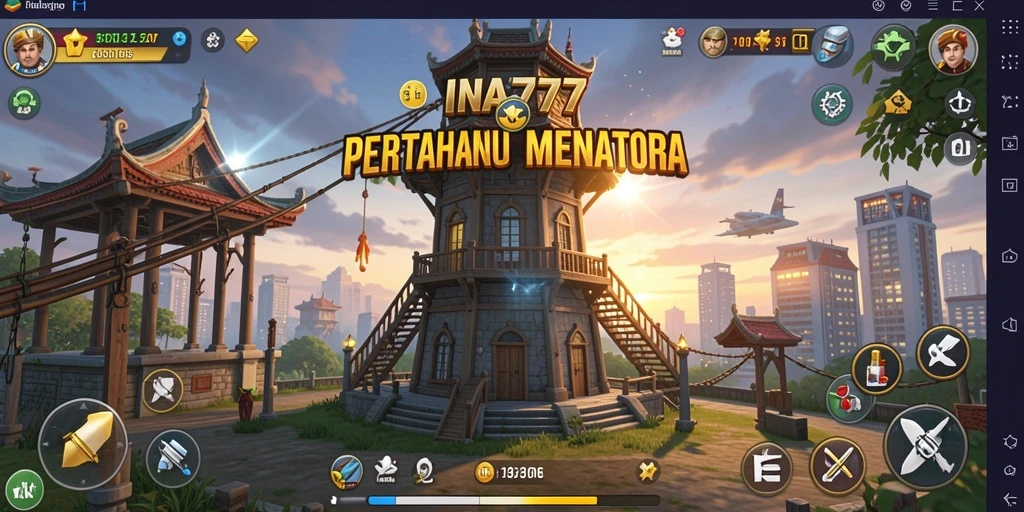 Tangkapan layar gameplay INA777 menampilkan strategi Tower Defense yang mendebarkan.