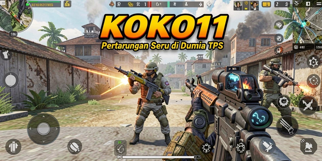 Screenshot menampilkan aksi intens di KOKO11 dengan gameplay TPS yang mendebarkan.