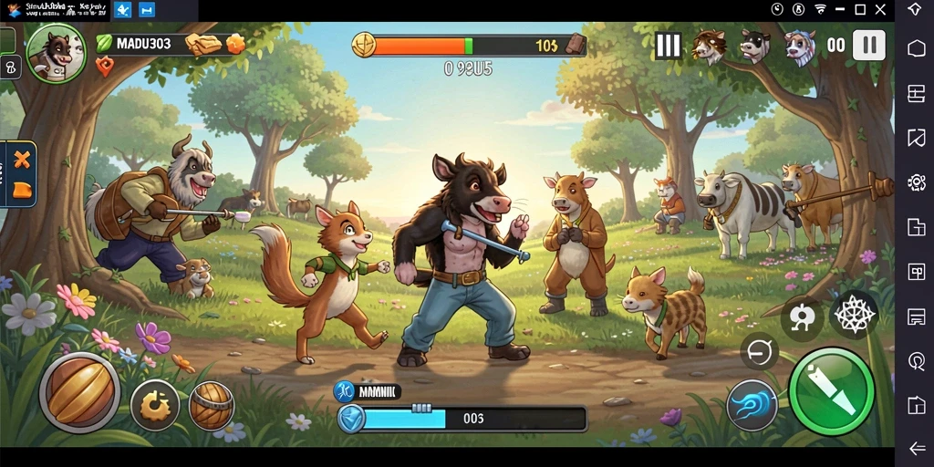 Screenshot gameplay MADU303 menampilkan interaksi karakter yang mendalam.