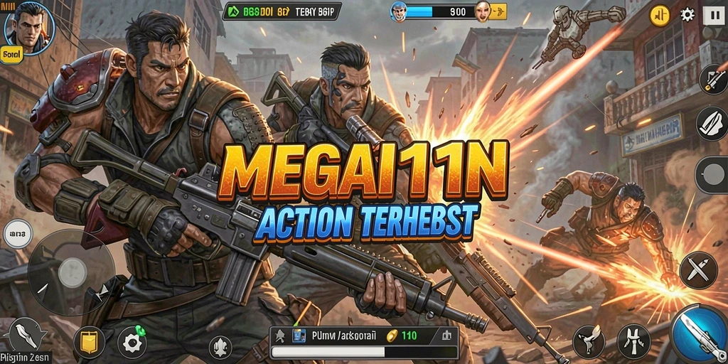 Tangkapan layar menampilkan aksi bertempur seru dalam MEGA111.