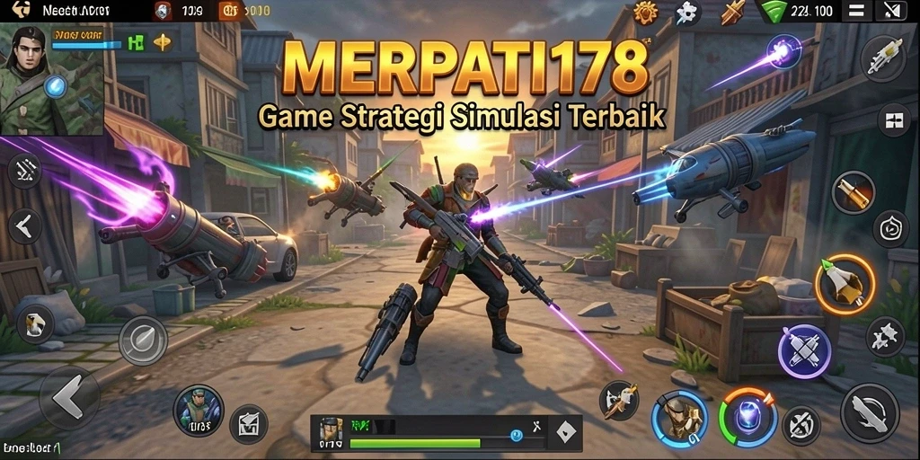 Tangkapan layar gameplay MERPATI178 yang menampilkan pertarungan dan pembangunan kerajaan.