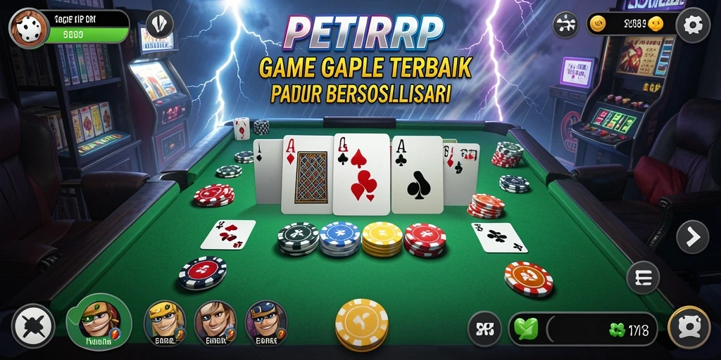 Screenshot utama PETIRRP dengan gameplay Gaple yang seru.