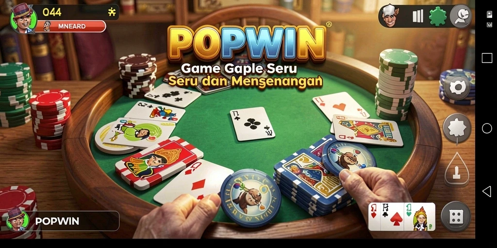 Tampilan menarik dan seru dari gameplay Gaple di POPWIN.