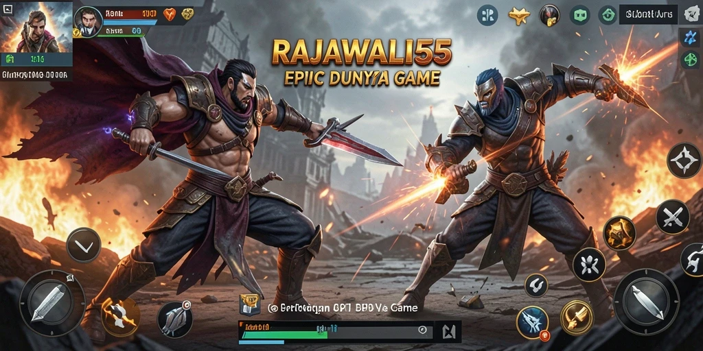 Tampilkan gameplay seru di RAJAWALI55 dengan aksi pertarungan yang mendebarkan.