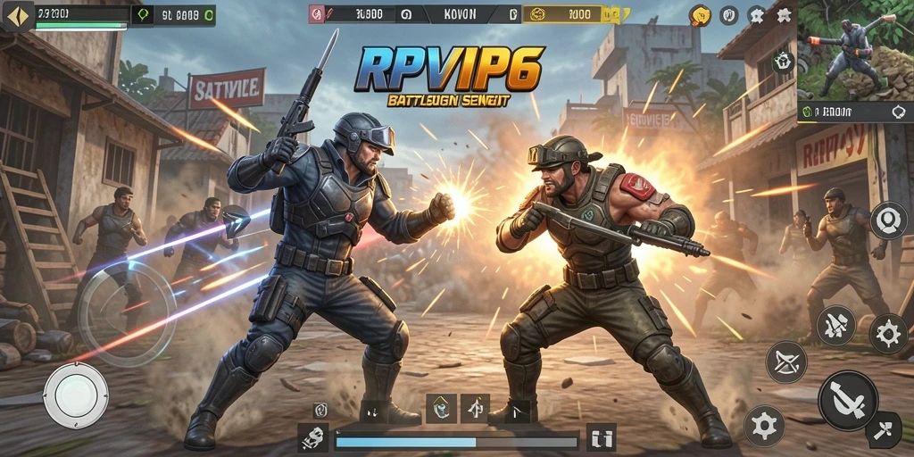 Tampilan gameplay yang menegangkan dalam RPVIP6, pertarungan seru di pulau terpencil.