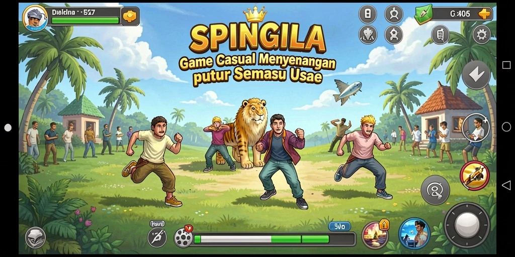 Tampilan gameplay SPINGILA yang menarik dan cerah.