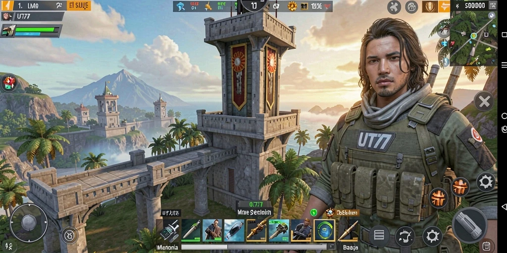 Screenshot UT77 menunjukkan aksi menegangkan dalam Tower Defense.