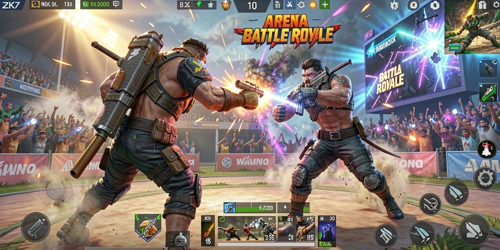 Gameplay seru di ZK7 dengan pertempuran intens di arena.